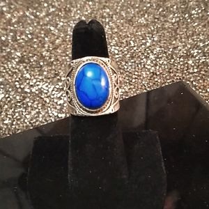 Vintage Oval Turquoise Ring Silver